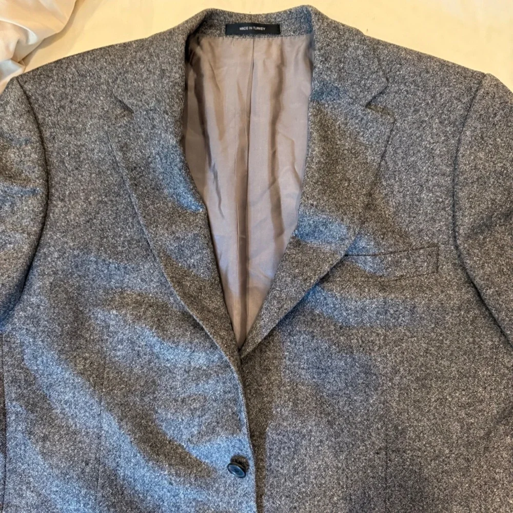 Hugo Boss Pasolini Gray Virgin Wool Silk Stretch Sport Coat 46L Two Button